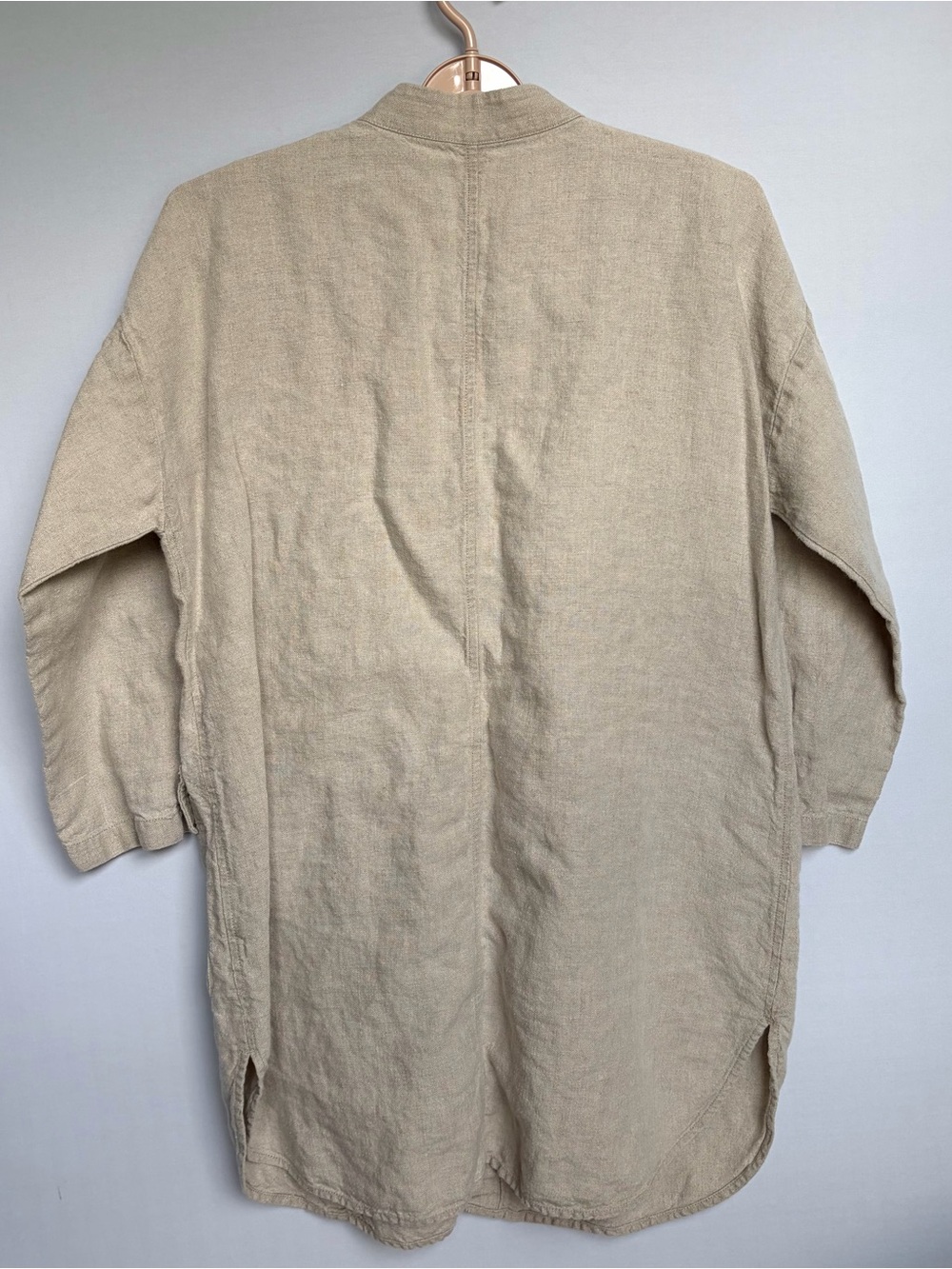 Eileen Fisher Organic Linen Mandarin Collar Beige Jacket Sz L Natural Beige - Picture 14 of 15